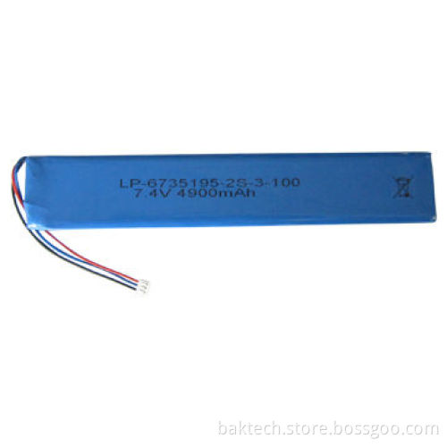 Lithium Polymer Battery Pack with 7.4V Voltage, 4,900mAh Capacity